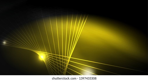 Olas brillantes de neón brillante brillante brillante, plantilla de concepto de espacio mágico