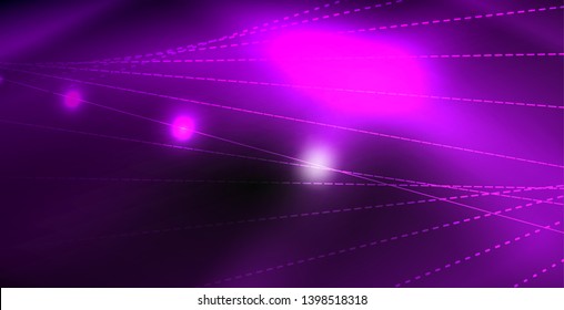 Olas brillantes de neón brillante brillante brillante, plantilla de concepto de espacio mágico