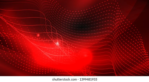 Glossy shiny glowing neon waves, magic space concept template