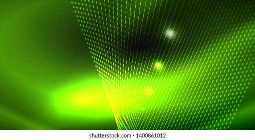 Glossy shiny glowing neon waves, magic space concept template