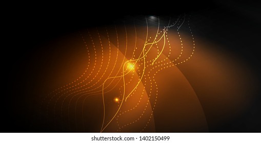 Glossy shiny glowing neon waves, magic space concept template
