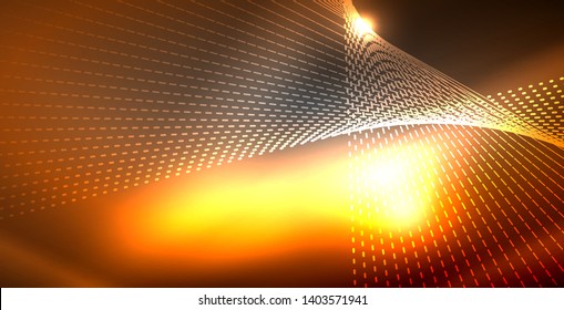 Glossy shiny glowing neon waves, magic space concept template