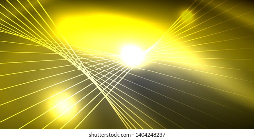 Glossy shiny glowing neon waves, magic space concept template