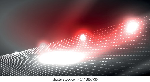 Glossy shiny glowing neon waves, magic space concept template