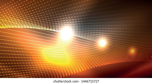 Glossy shiny glowing neon waves, magic space concept template