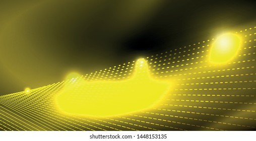 Glossy shiny glowing neon waves, magic space concept template