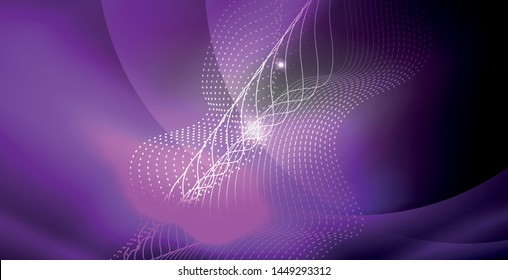 Glossy shiny glowing neon waves, magic space concept template