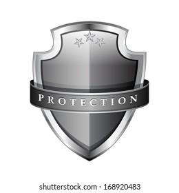 Glossy Shiny Grey Vector Shield Protection Icon