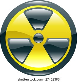 A glossy shiny radiation symbol icon illustration