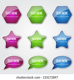 Glossy Shiny Shape Button Icon Set