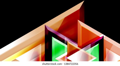 Glossy shiny triangles background, vector template