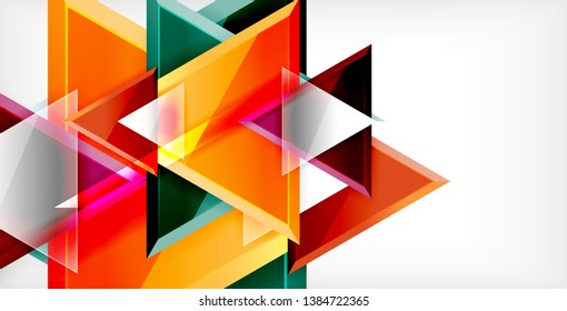 Fondo de triángulos brillantes, plantilla vectorial