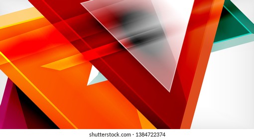 Glossy shiny triangles background, vector template