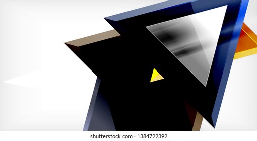 Glossy shiny triangles background, vector template