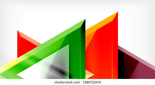Glossy shiny triangles background, vector template