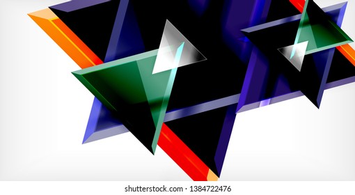 Glossy shiny triangles background, vector template