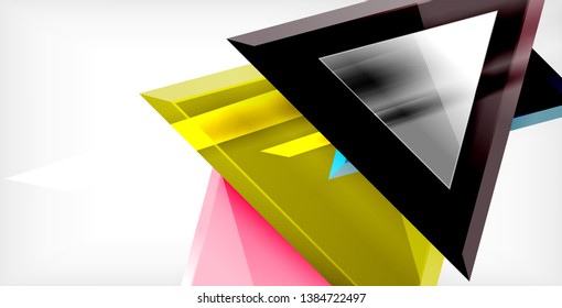 Glossy shiny triangles background, vector template