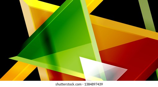 Glossy shiny triangles background, vector template