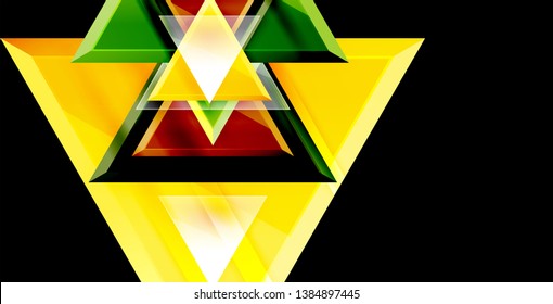 Glossy shiny triangles background, vector template