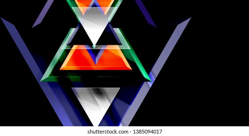 Glossy shiny triangles background, vector template