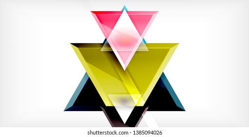 Glossy shiny triangles background, vector template