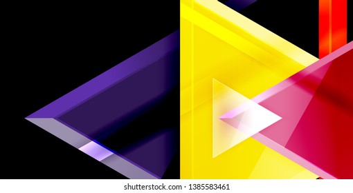 Glossy shiny triangles background, vector template