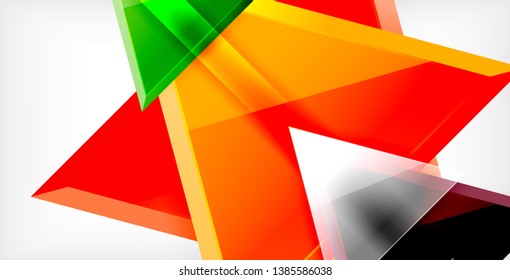 Glossy shiny triangles background, vector template