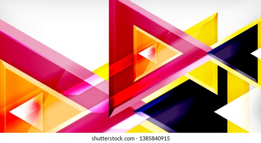 Glossy shiny triangles background, vector template
