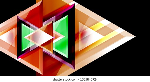 Glossy shiny triangles background, vector template