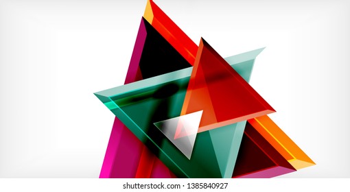 Glossy shiny triangles background, vector template