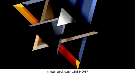 Glossy shiny triangles background, vector template