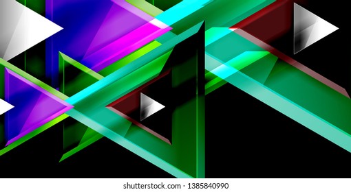 Glossy shiny triangles background, vector template