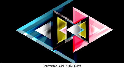Glossy shiny triangles background, vector template