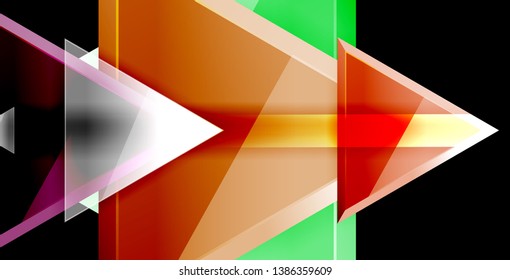 Glossy shiny triangles background, vector template