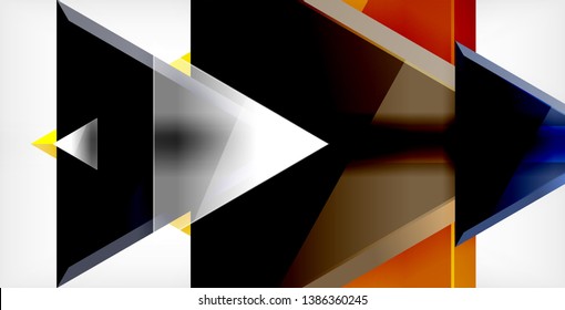 Glossy shiny triangles background, vector template