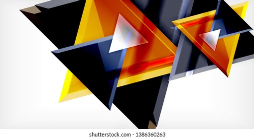 Glossy shiny triangles background, vector template