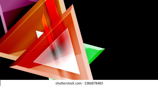 Glossy shiny triangles background, vector template