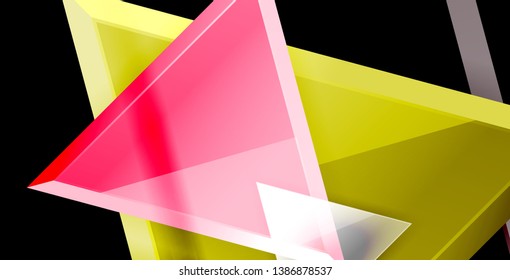 Glossy shiny triangles background, vector template