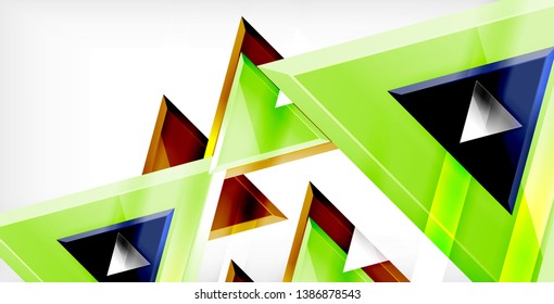 Fondo de triángulos brillantes, plantilla vectorial