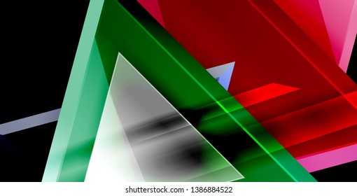 Glossy shiny triangles background, vector template