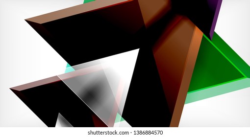 Glossy shiny triangles background, vector template