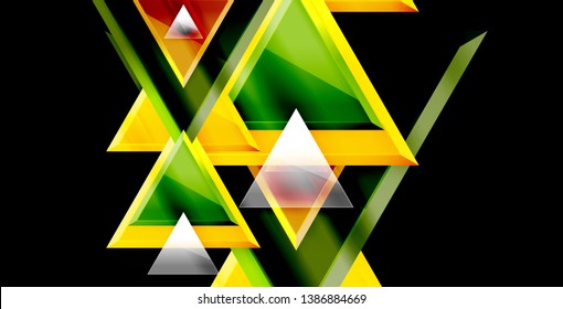 Fondo de triángulos brillantes, plantilla vectorial