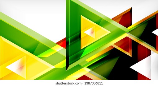 Glossy shiny triangles background, vector template