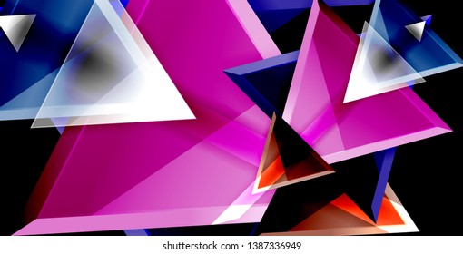 Glossy shiny triangles background, vector template