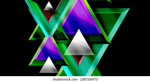 Glossy shiny triangles background, vector template