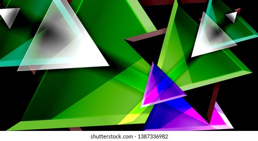 Glossy shiny triangles background, vector template