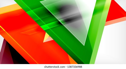 Glossy shiny triangles background, vector template