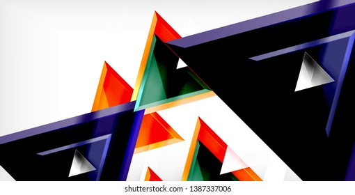 Glossy shiny triangles background, vector template