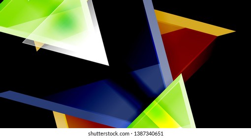 Glossy shiny triangles background, vector template