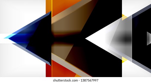 Glossy shiny triangles background, vector template